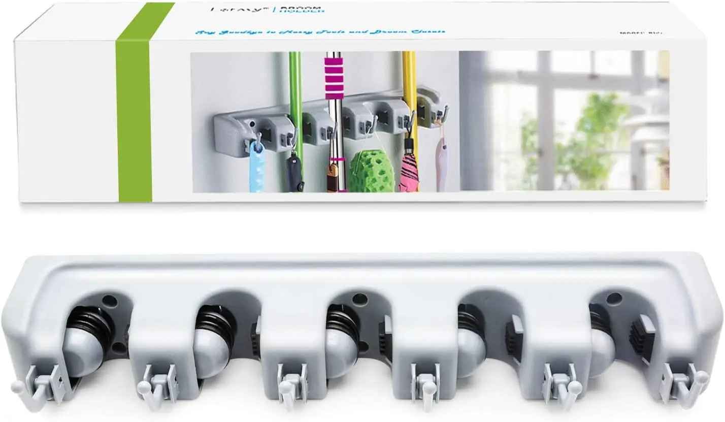 Organizador de pared para escobas y traperos